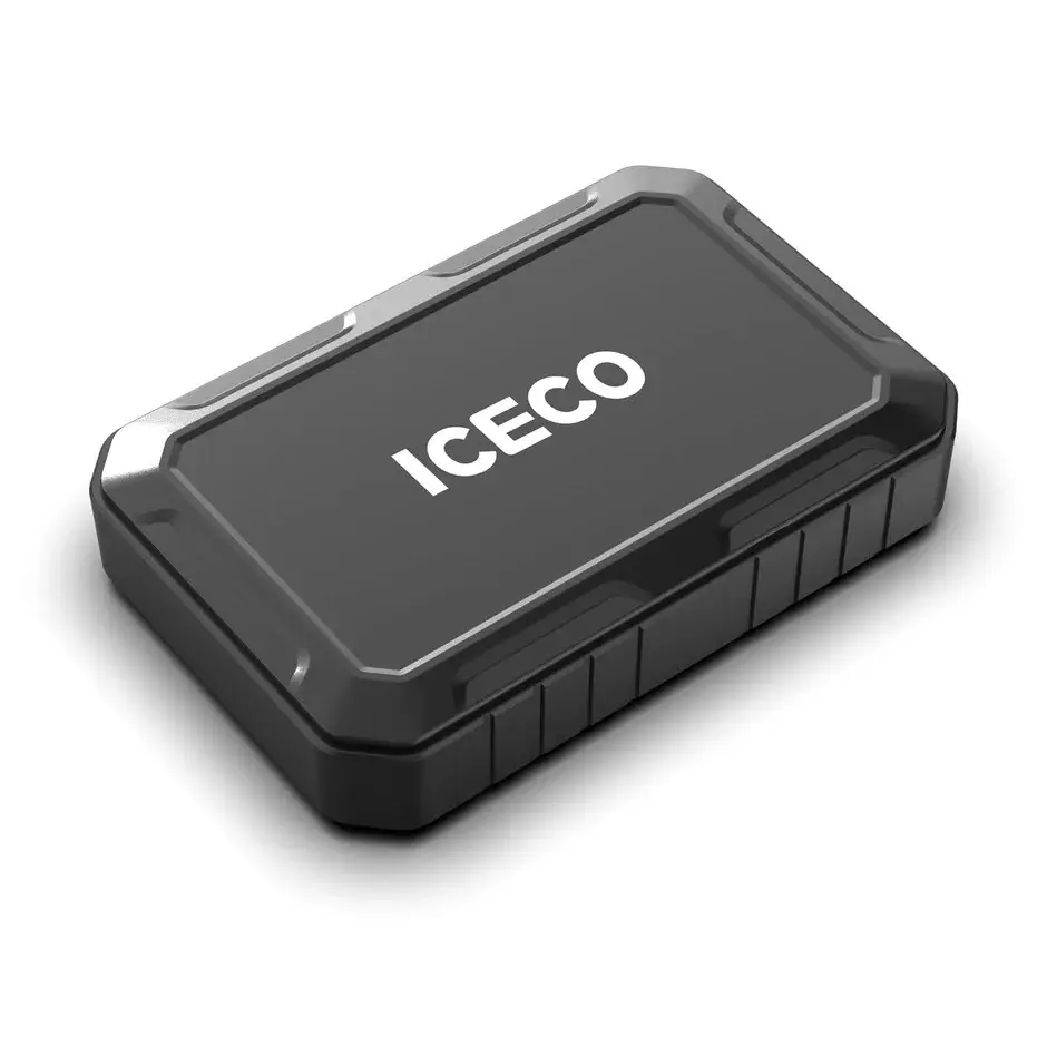 The Magnetic Power Bank 250wh is a rectangular black portable power station with a robust design. It features the ICECO logo in white on the top, offering a sturdy, outdoor-ready appearance with slightly rounded edges.